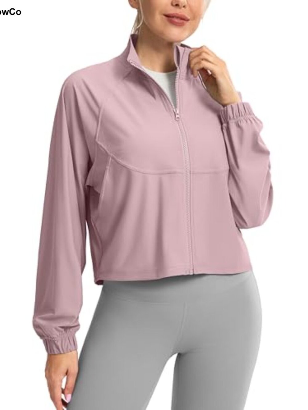 Lightweight Athletic Running Jacket UPF 50+ Sun Protection Full Zip Cropped